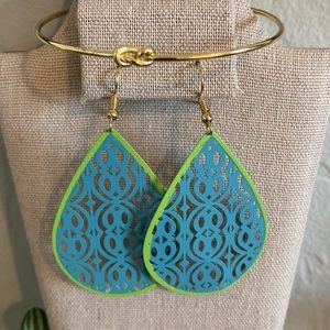 New Set - Turquoise Gold Bracelet & Earrings 4 Beach Summer